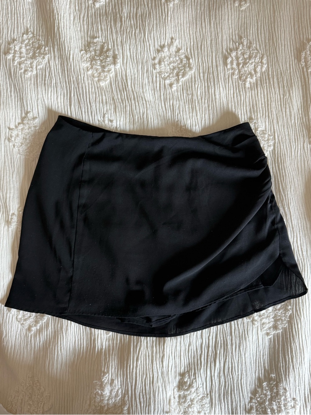 Women’s Black Mini Skirt with Slit, Size L (shorts included)